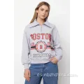 Mujeres sudaderas con top estampada